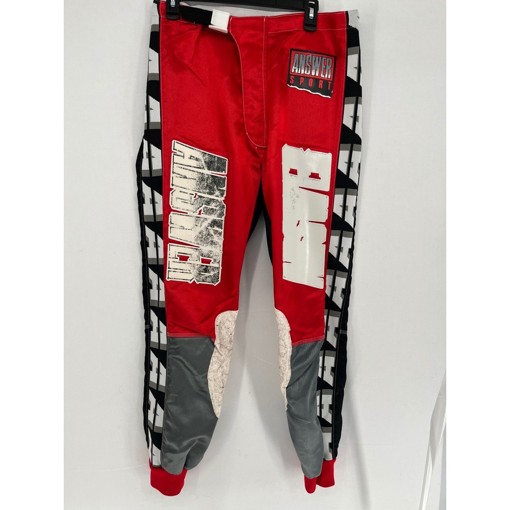 Answer Racing Sport Motocross Pants Mens Size 34 Red Black Grey Vintage MX